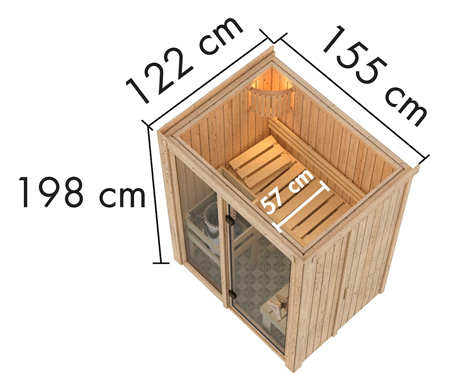 Sauna finlandese classica Ava 1 coibentata - sezione vista dall'alto
