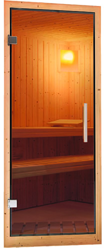 Sauna finlandese classica Dina coibentata - Porta moderna in vetro bronzato