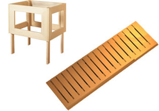 Sauna Finlancese classica da casa in kit in legno massello di abete 38 mm Lella: Dotazione di serie completa