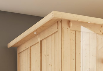 Sauna finlandese classica Serena coibentata: Cornice del tetto con luce LED opzionale