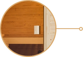 Sauna Finlancese classica da casa in kit in legno massello di abete 38 mm Lella: Porta in quattro varianti - Prezzo unico