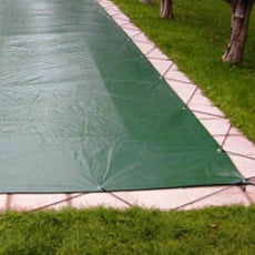 Copertura invernale con occhielli e cavo elastico per piscina rettangolare 8x4 m - 210 g/mq